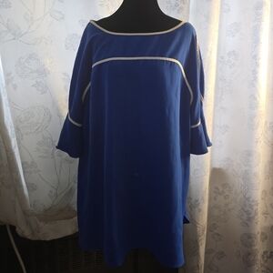 Alfani Blue Blouse with White Trim